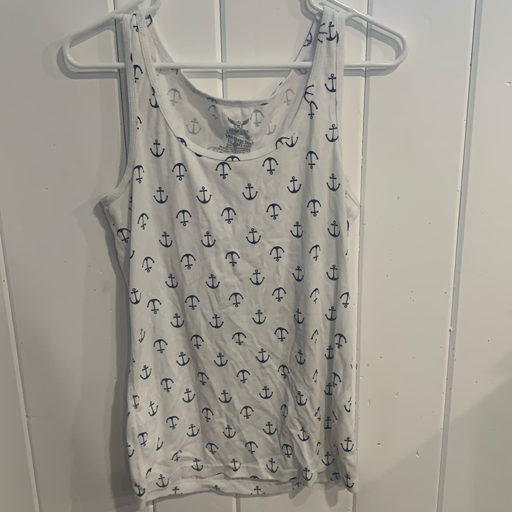 Faded Glory White w/Anchors Tank Top
